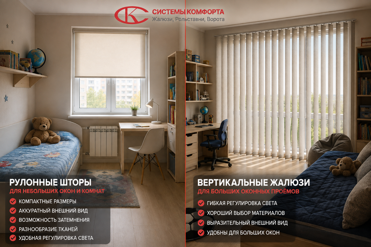 Рулонные и вертикальные жалюзи для детской комнаты сравнение
